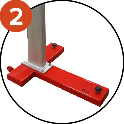 T-shaped steel support for excellent stability. Easy to move thanks to the integrated wheels