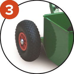2 pneumatic wheels to compensate terrain irregularities