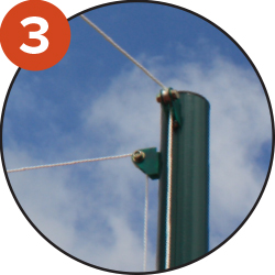Double pulleys allow solid tension