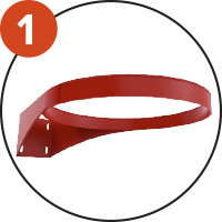 Strong anti-vandalism basketball ring design thanks to its wide 150 x 142mm, 5mm thick backplate