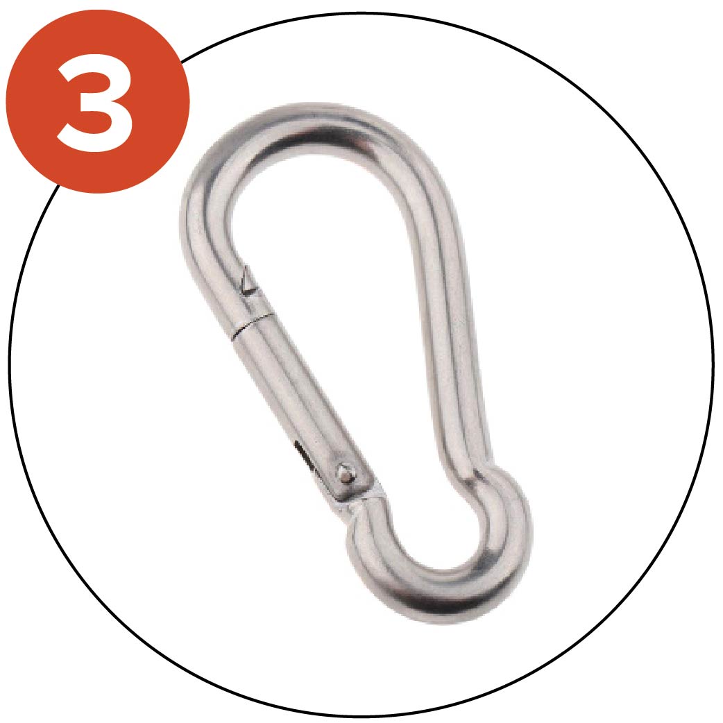 Easy attachment with lane tightener and carabiner hooks