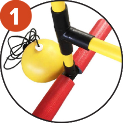 Anchors with adjustable strings, 1.9m maximum length.  Bases covered with foam for safety and helps the frame float on the water