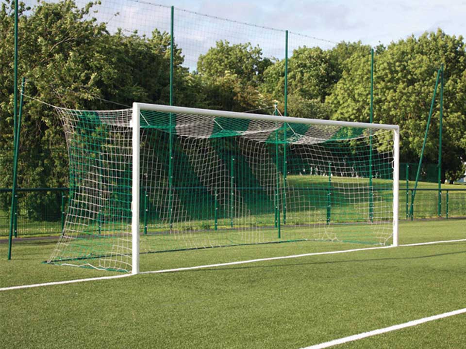 Stadium Football Goal Nets - Pair [11x Striped & Coloured Options]